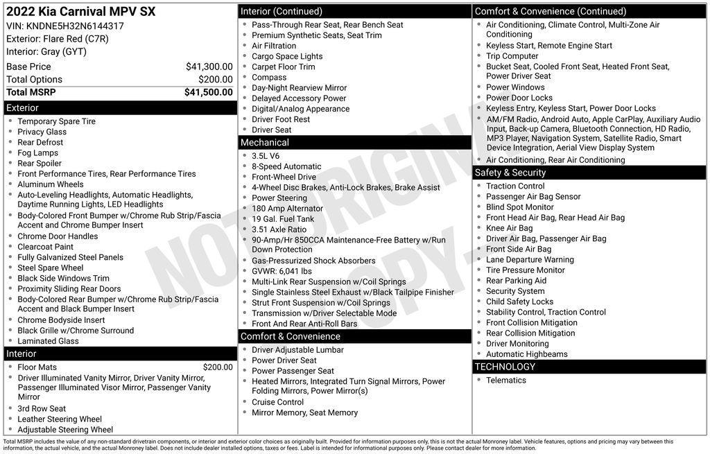 used 2022 Kia Carnival car, priced at $39,007