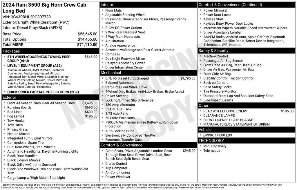 used 2024 Ram 3500 car, priced at $52,900