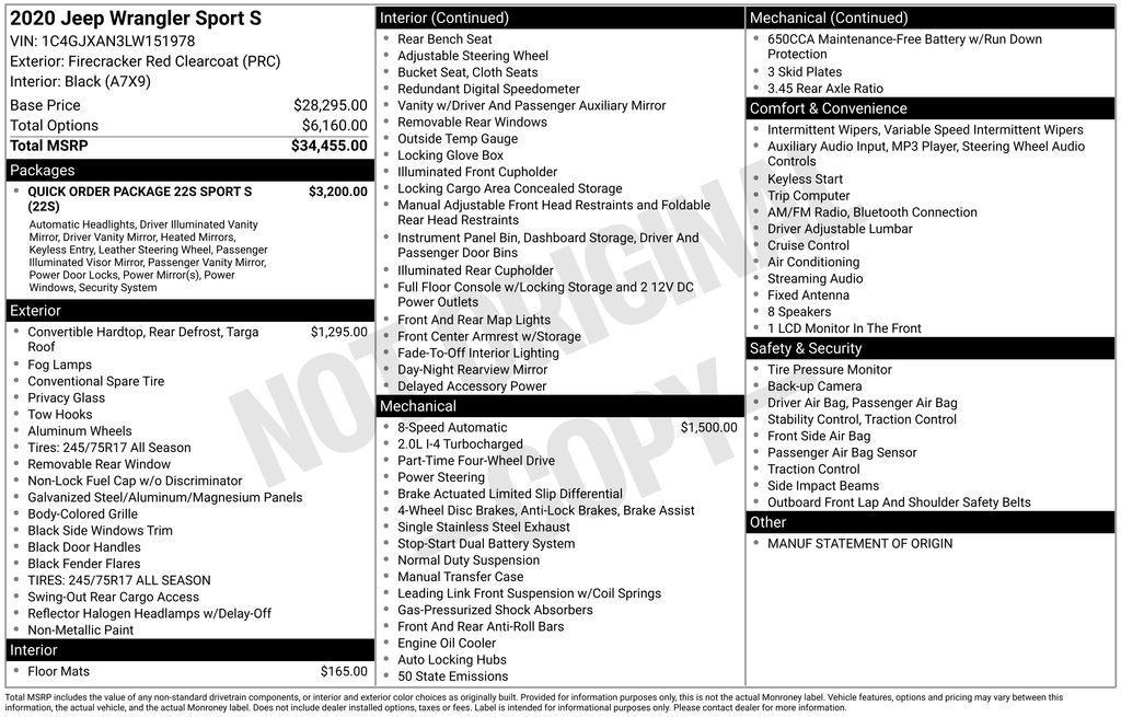 used 2020 Jeep Wrangler car, priced at $24,300