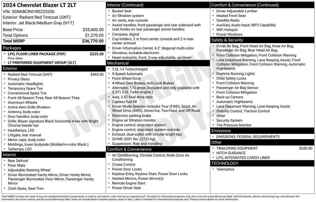 used 2024 Chevrolet Blazer car, priced at $27,900
