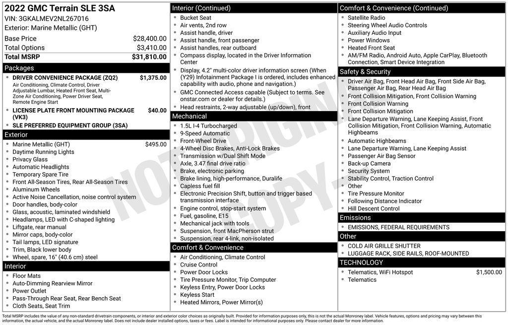 used 2022 GMC Terrain car, priced at $18,800