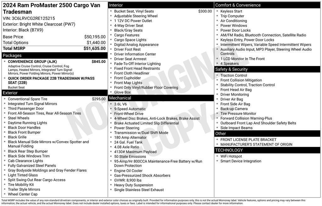 used 2024 Ram ProMaster 2500 car, priced at $37,000