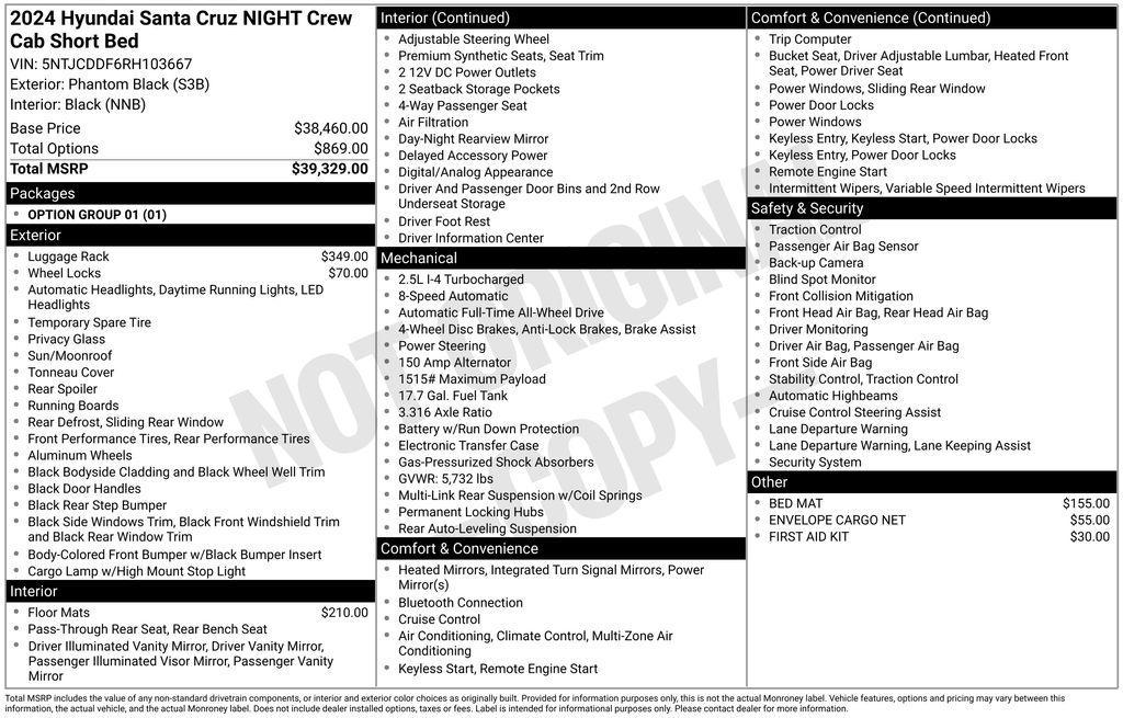 used 2024 Hyundai SANTA CRUZ car, priced at $26,500