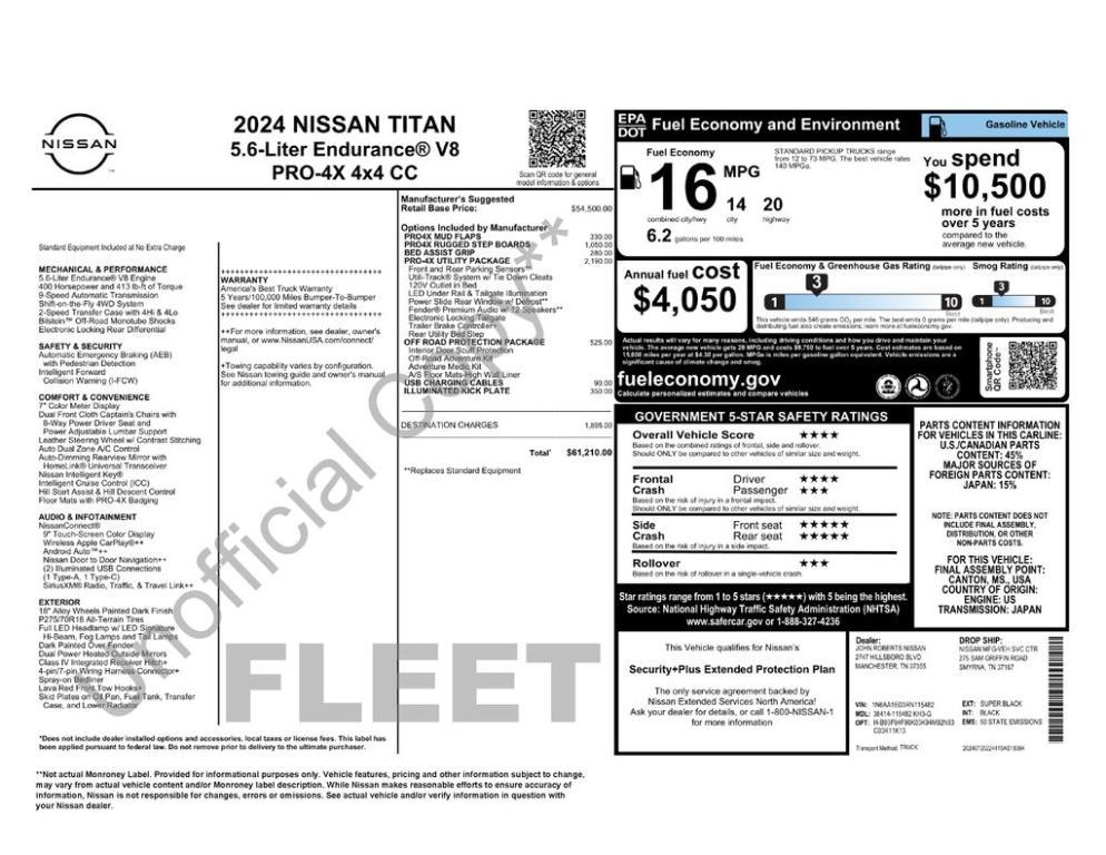 used 2024 Nissan Titan car, priced at $50,000