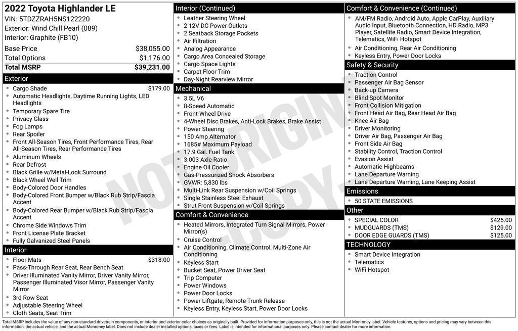 used 2022 Toyota Highlander car, priced at $26,900