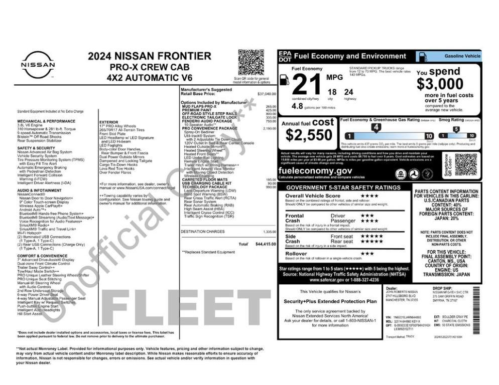 used 2024 Nissan Frontier car, priced at $35,000