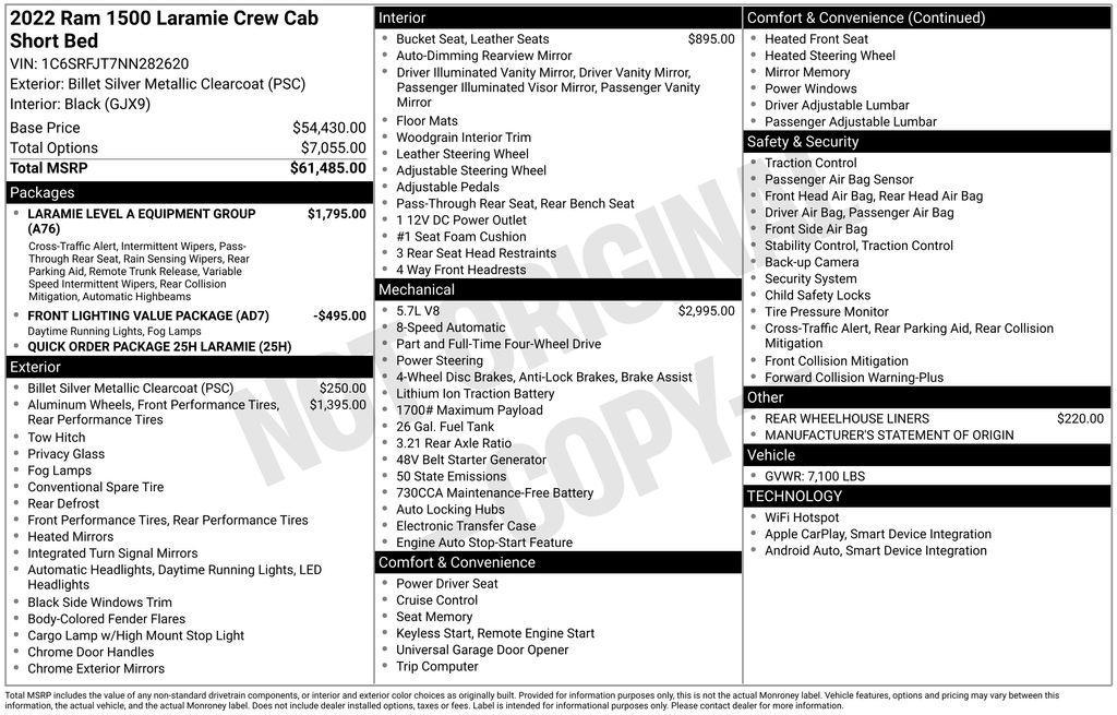 used 2022 Ram 1500 car, priced at $32,500