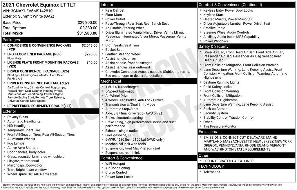used 2021 Chevrolet Equinox car, priced at $18,500