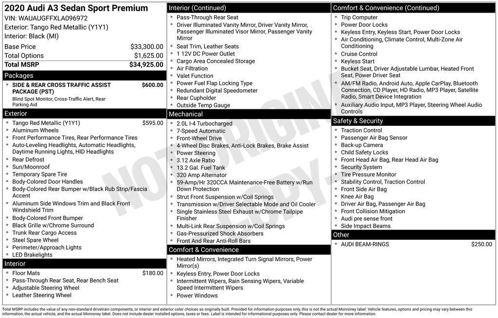 used 2020 Audi A3 car, priced at $23,000