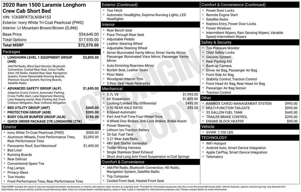 used 2020 Ram 1500 car, priced at $34,250