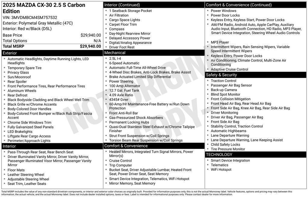 used 2025 Mazda CX-30 car, priced at $23,900