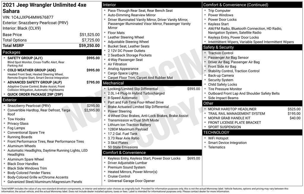 used 2021 Jeep Wrangler Unlimited 4xe car, priced at $33,000