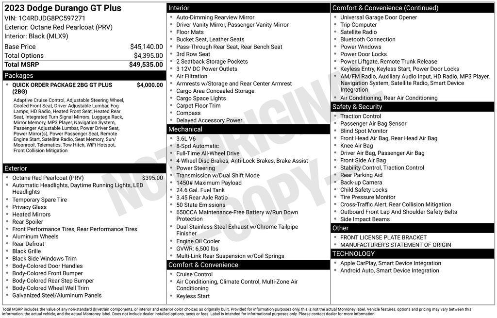 used 2023 Dodge Durango car, priced at $29,000