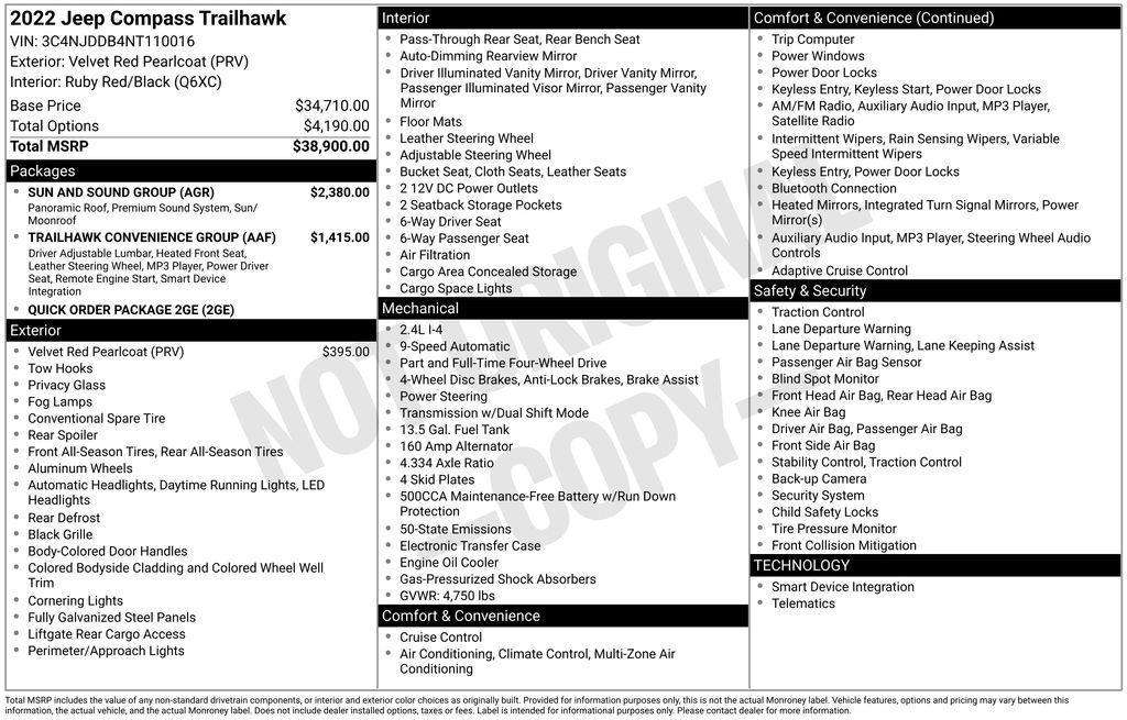 used 2022 Jeep Compass car, priced at $22,500