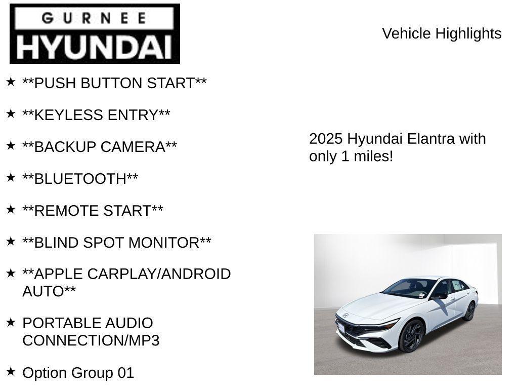 new 2025 Hyundai Elantra car, priced at $24,265