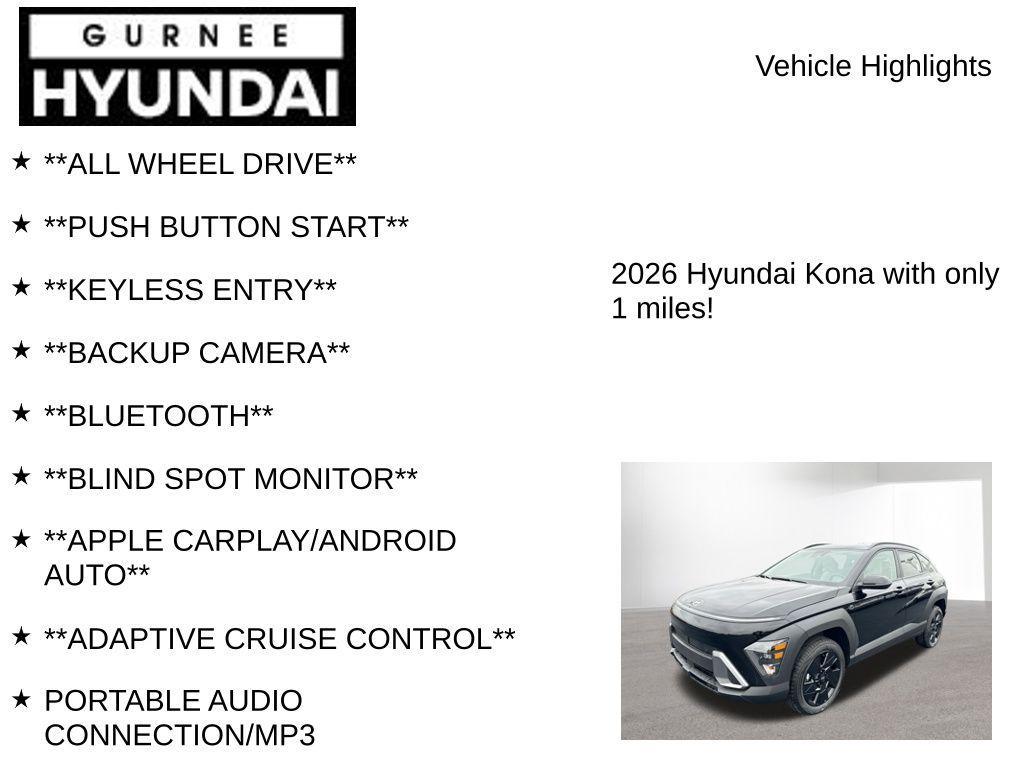 new 2026 Hyundai Kona car, priced at $27,960