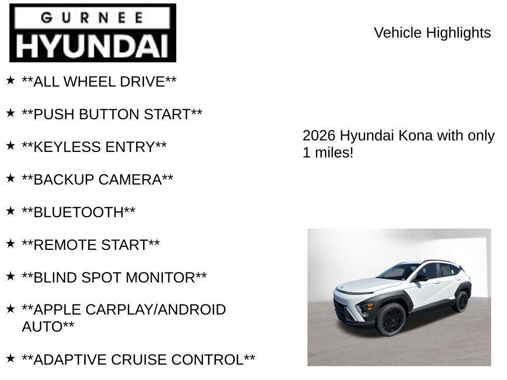 new 2026 Hyundai Kona car, priced at $28,059