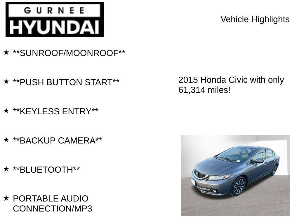 used 2015 Honda Civic car, priced at $15,841