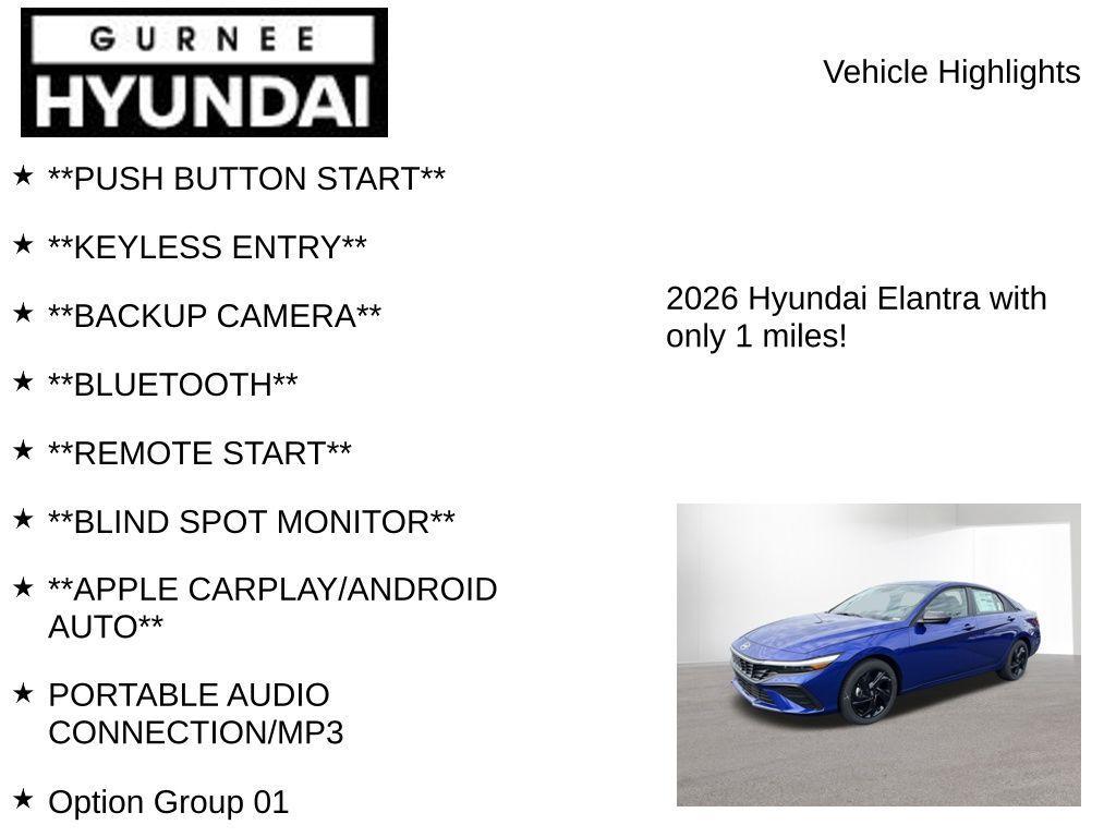new 2026 Hyundai Elantra car, priced at $24,545