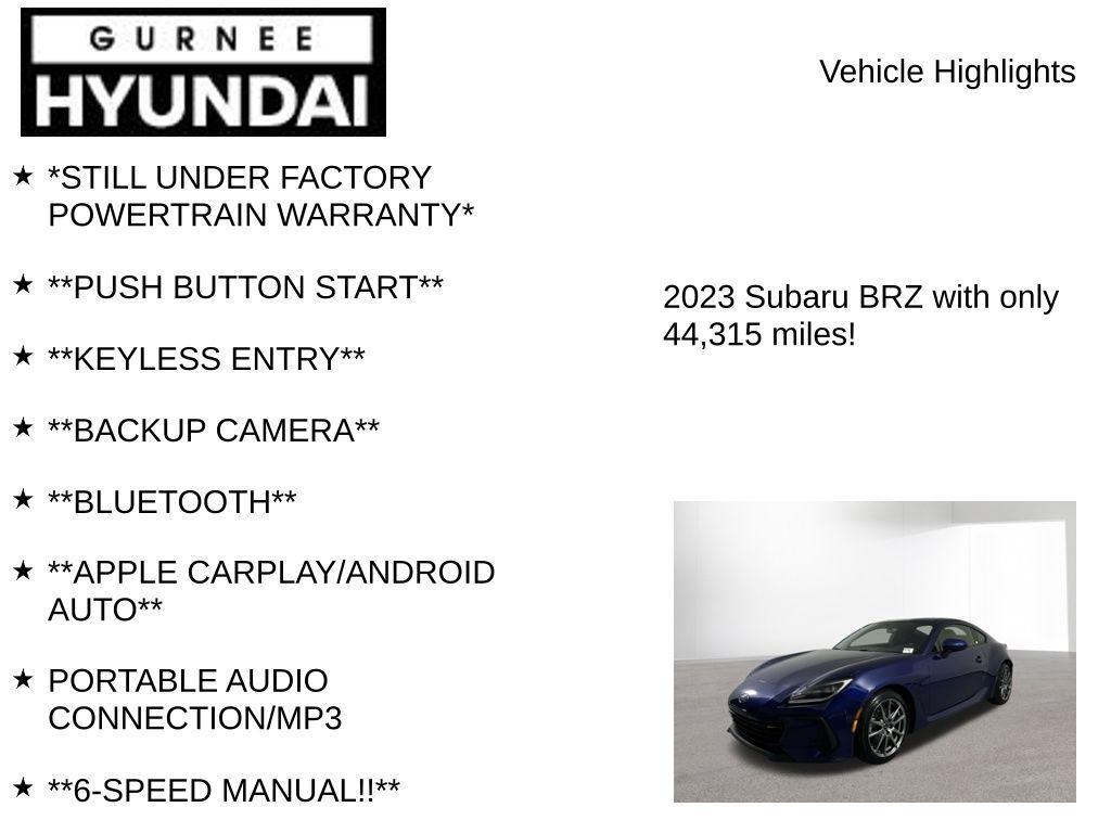 used 2023 Subaru BRZ car, priced at $25,555
