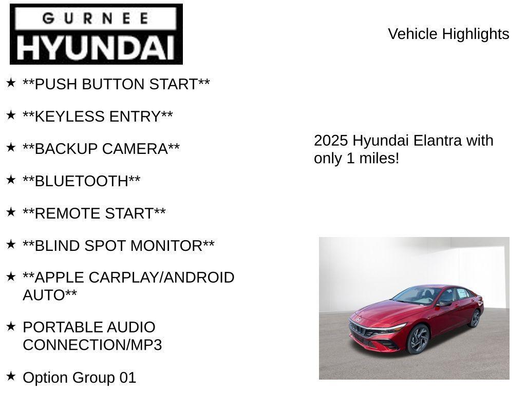 new 2025 Hyundai Elantra car, priced at $24,333
