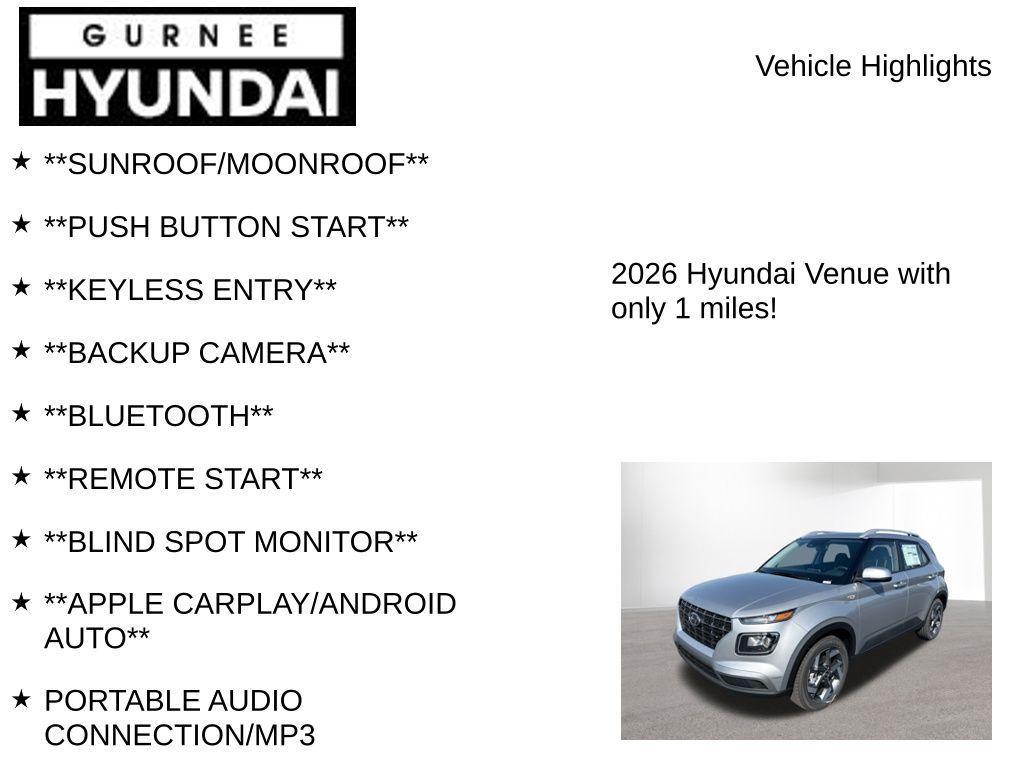 new 2026 Hyundai Venue car, priced at $24,451