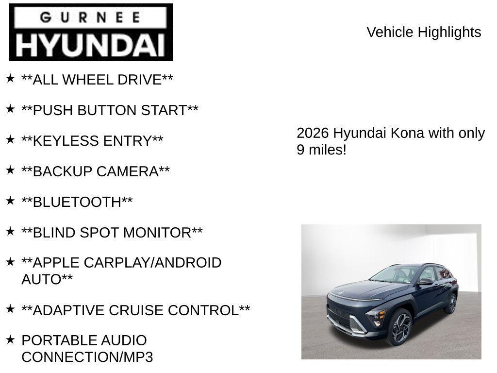 new 2026 Hyundai Kona car, priced at $29,824