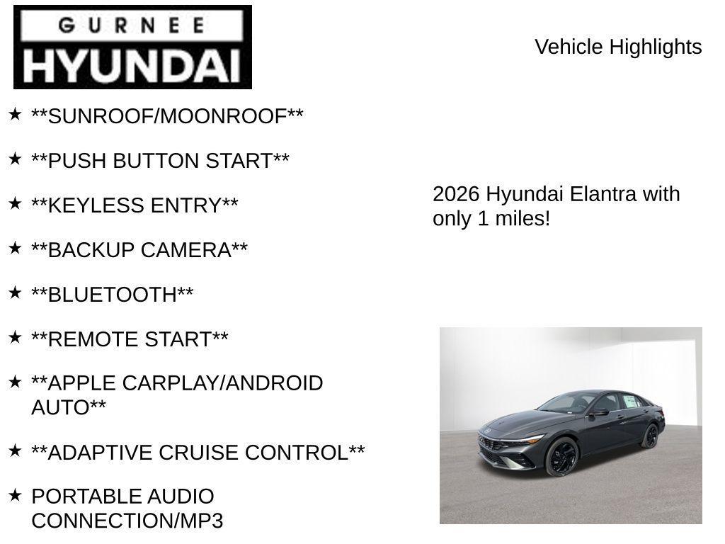 new 2026 Hyundai Elantra car, priced at $25,856