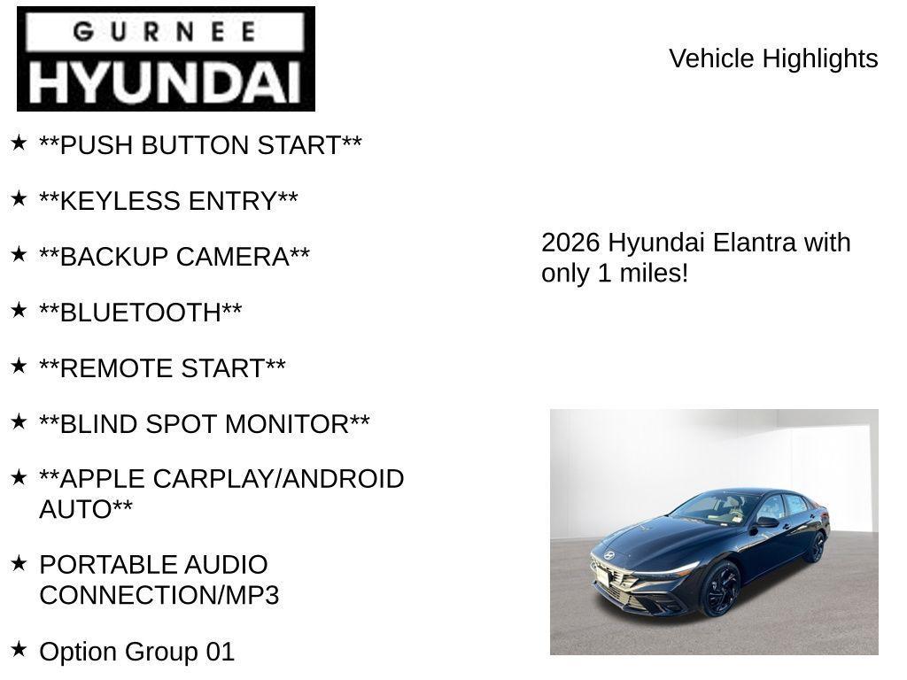 new 2026 Hyundai Elantra car, priced at $24,545