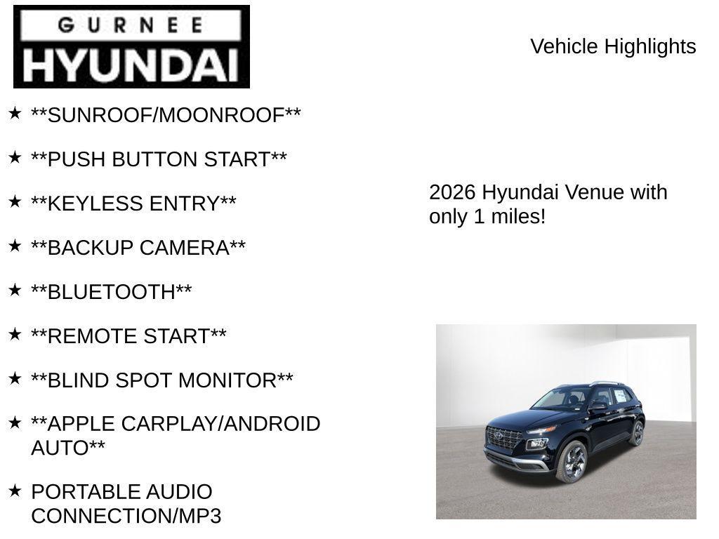 new 2026 Hyundai Venue car, priced at $24,301