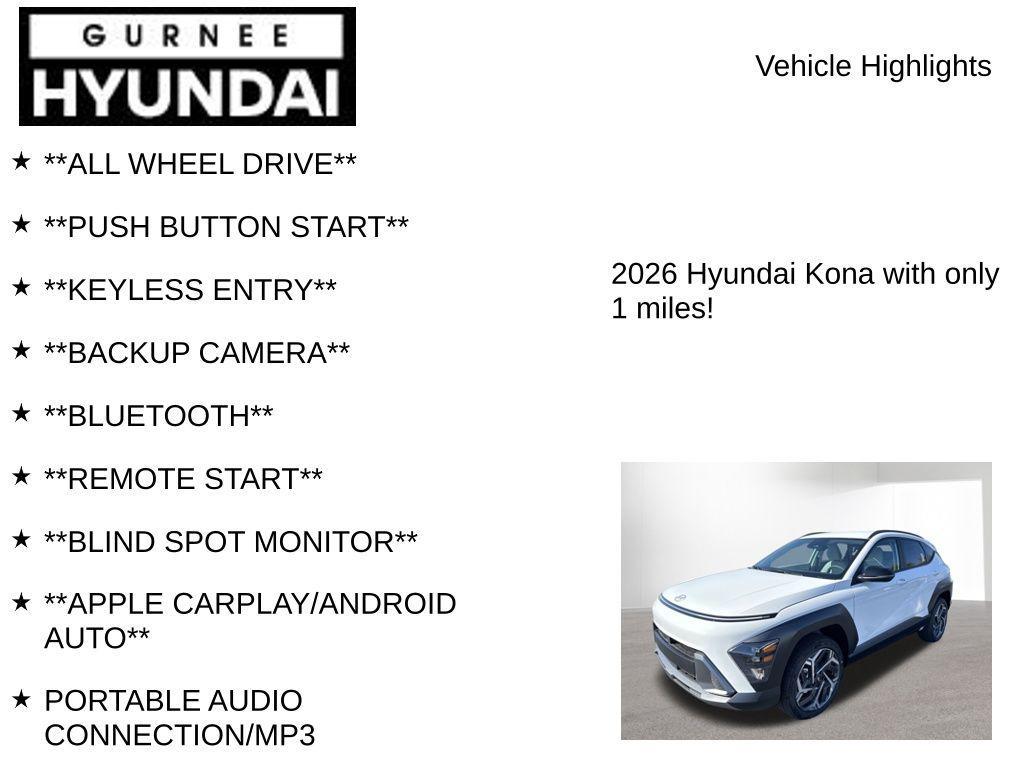 new 2026 Hyundai Kona car, priced at $29,755