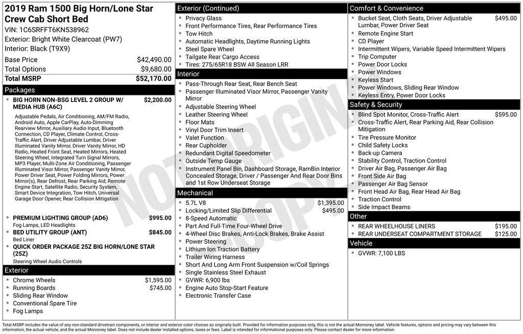 used 2019 Ram 1500 car, priced at $25,989