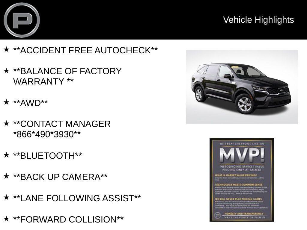 used 2022 Kia Sorento car, priced at $26,780