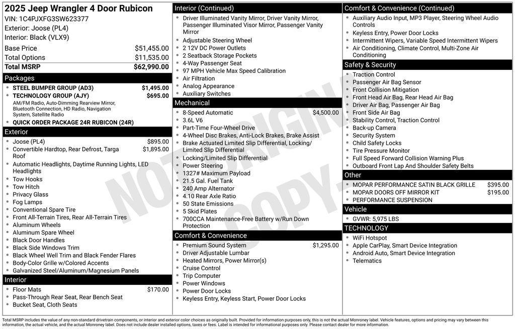 new 2025 Jeep Wrangler car, priced at $65,475