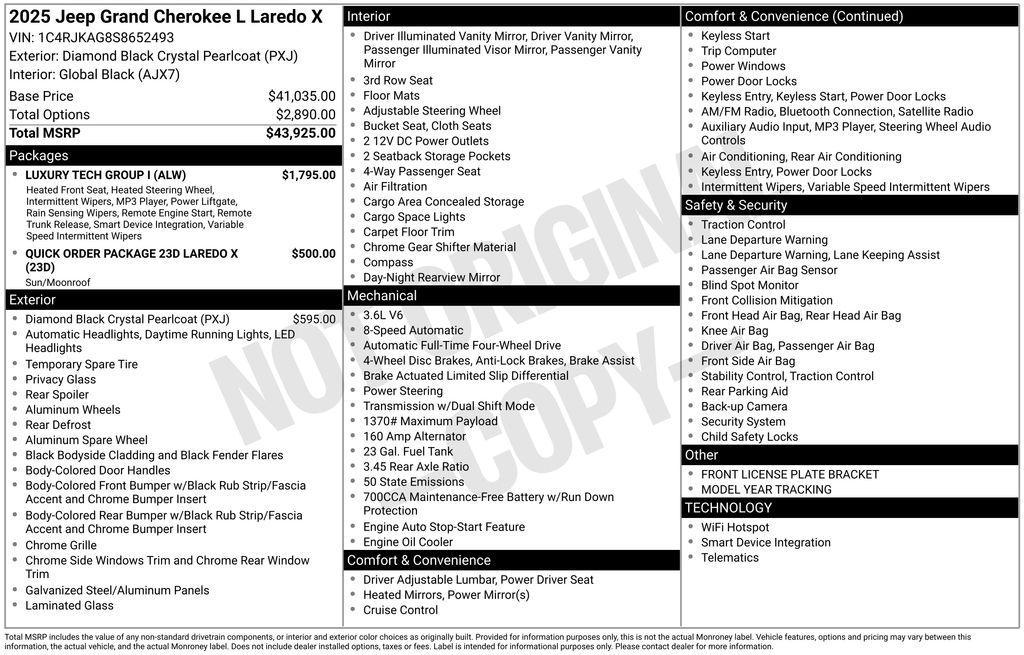 new 2025 Jeep Grand Cherokee L car, priced at $42,891