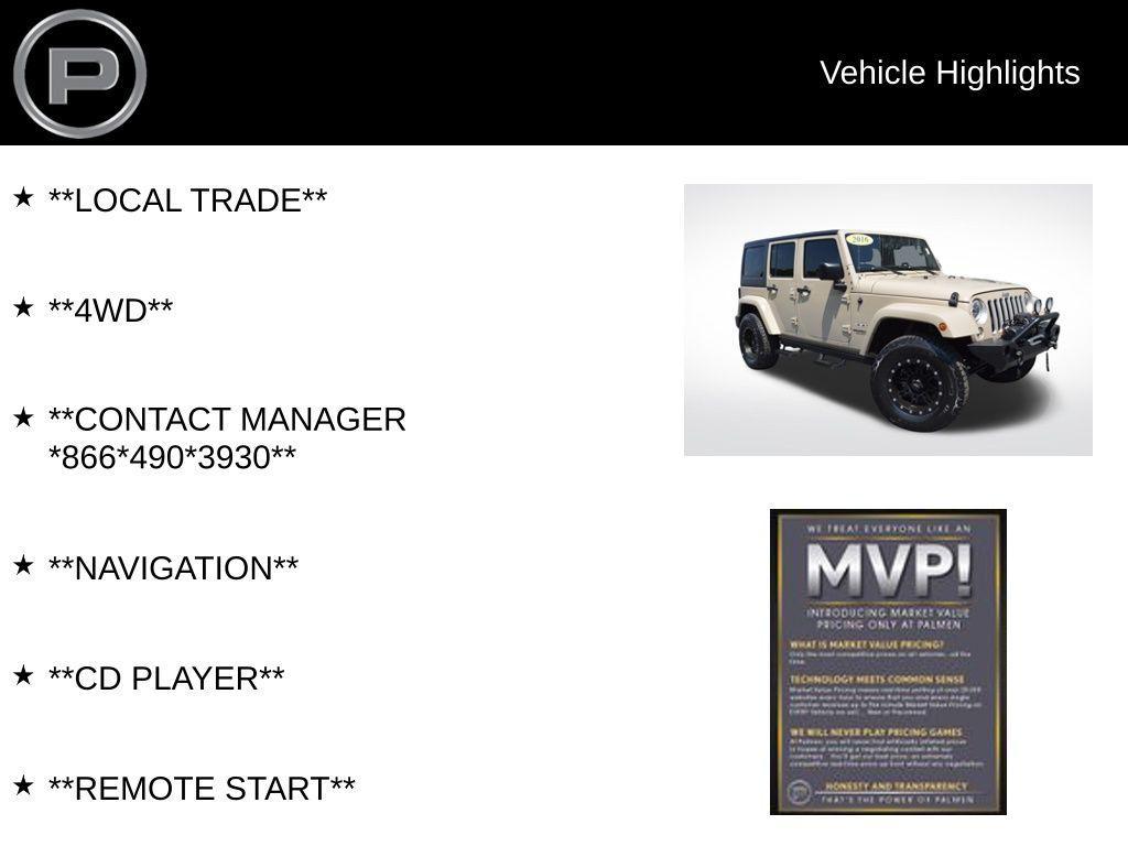 used 2016 Jeep Wrangler Unlimited car, priced at $21,700
