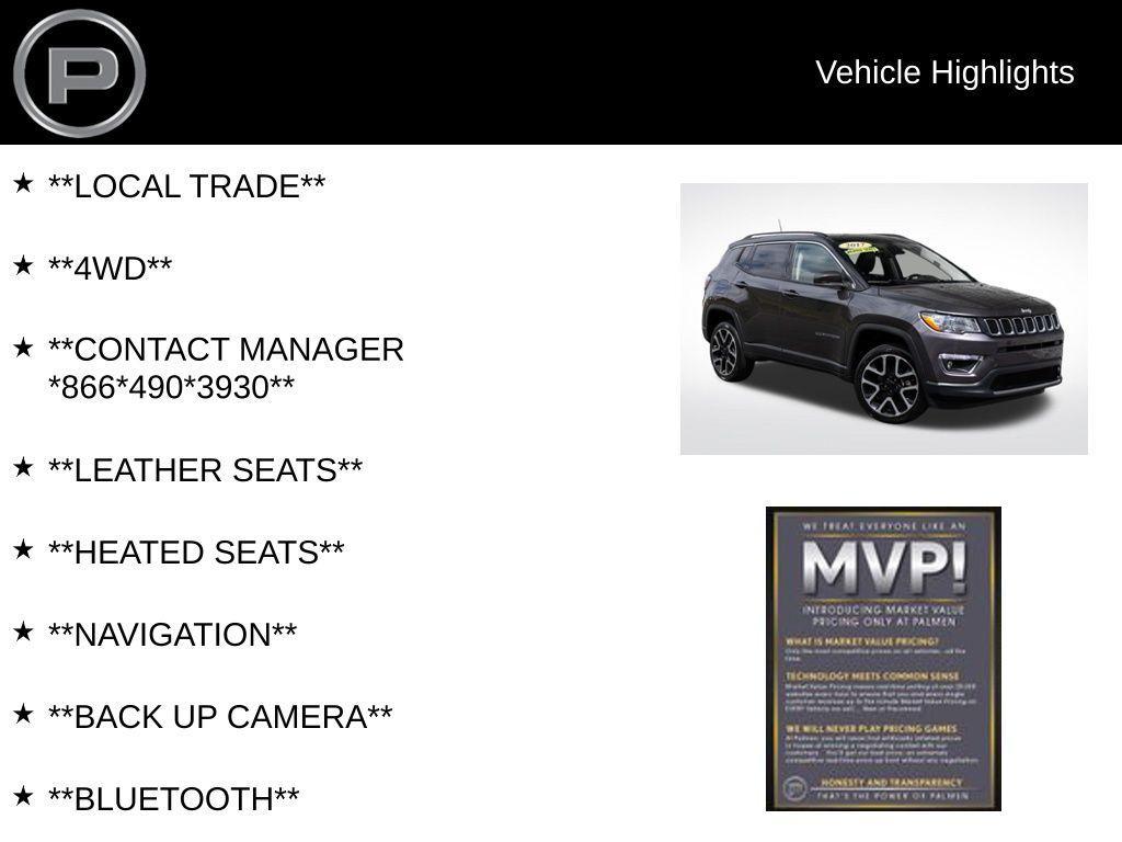 used 2017 Jeep Compass car, priced at $15,000