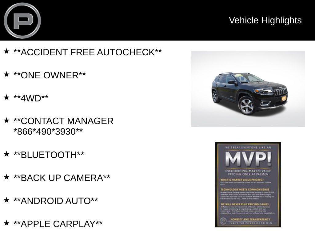 used 2022 Jeep Cherokee car, priced at $29,000