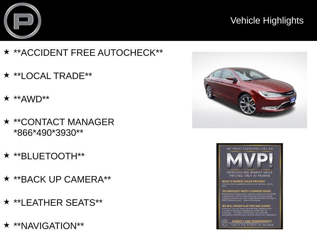 used 2016 Chrysler 200 car, priced at $13,899