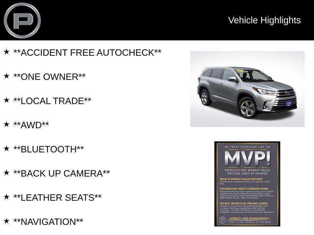 used 2019 Toyota Highlander Hybrid car, priced at $35,700