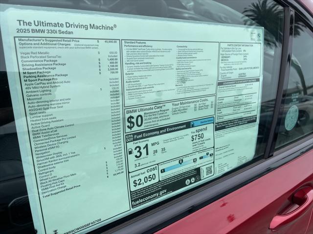new 2025 BMW 330 car, priced at $55,545