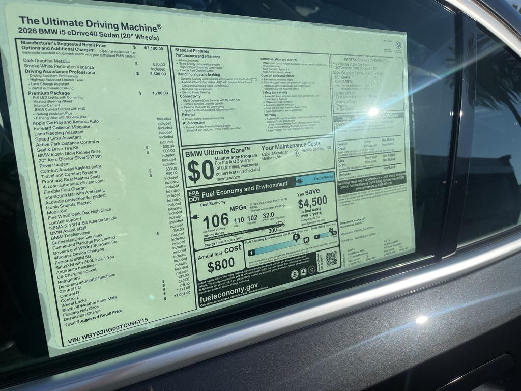 new 2026 BMW i5 car, priced at $77,065