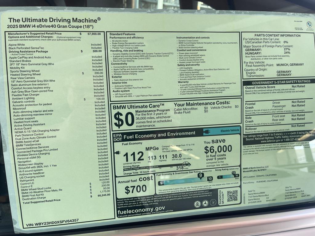 new 2025 BMW i4 Gran Coupe car, priced at $60,245