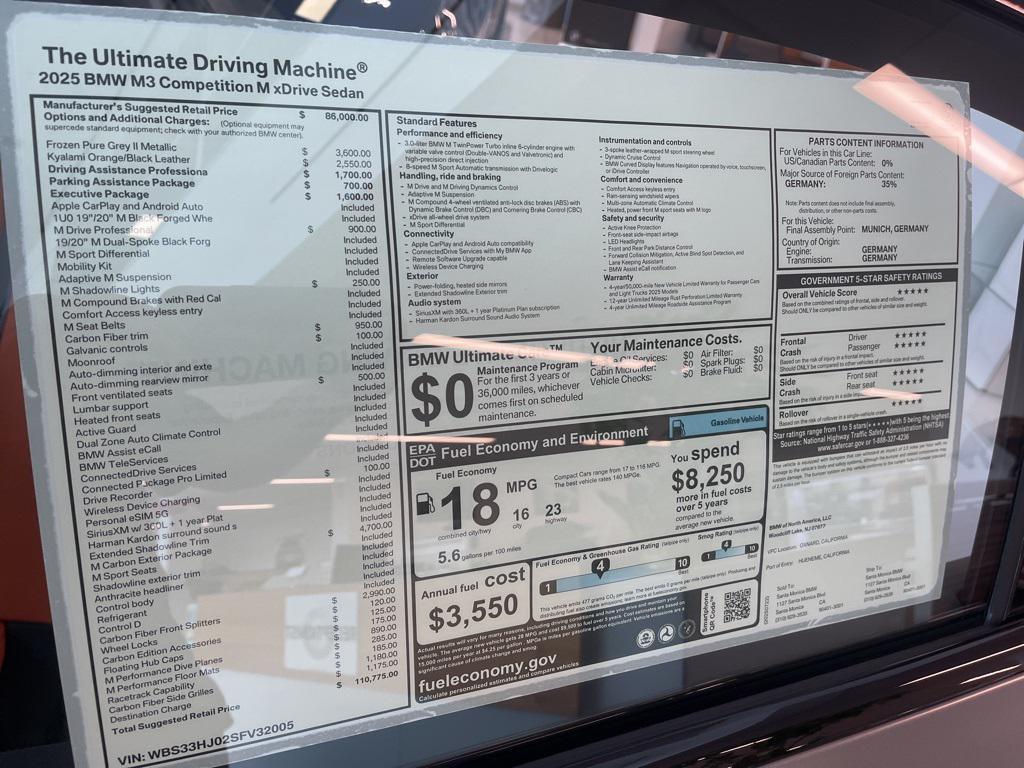 new 2025 BMW M3 car, priced at $110,775