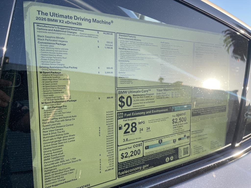 new 2026 BMW X2 car, priced at $53,280