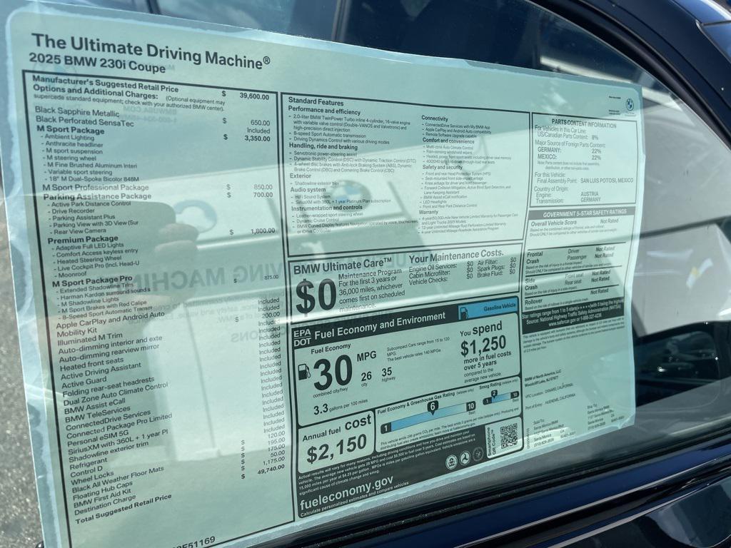 new 2025 BMW 230 car, priced at $49,740