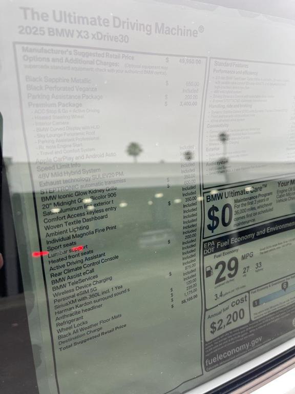 new 2025 BMW X3 car, priced at $58,105