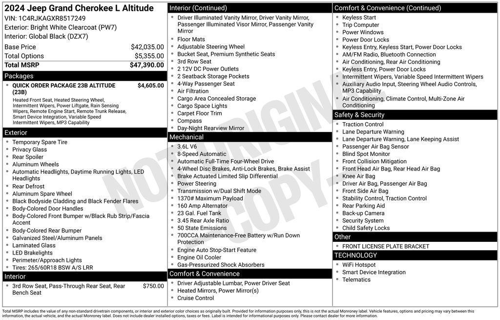 used 2024 Jeep Grand Cherokee L car, priced at $30,490