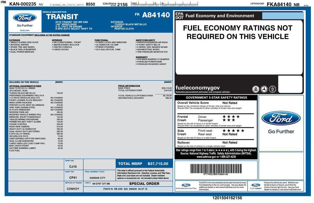 used 2015 Ford Transit-250 car, priced at $15,375
