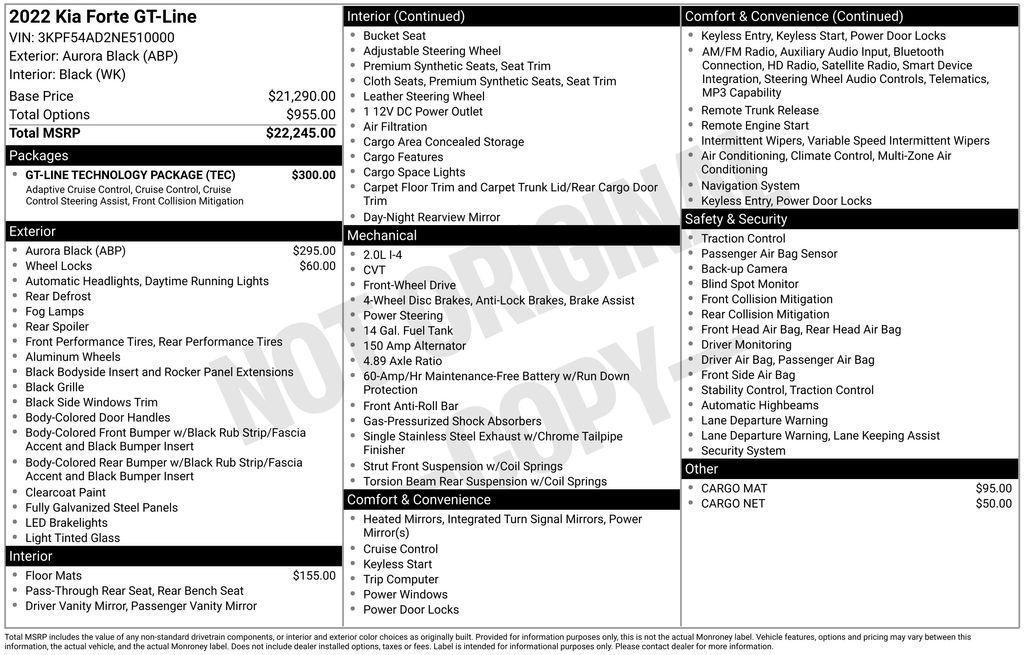 used 2022 Kia Forte car, priced at $19,490